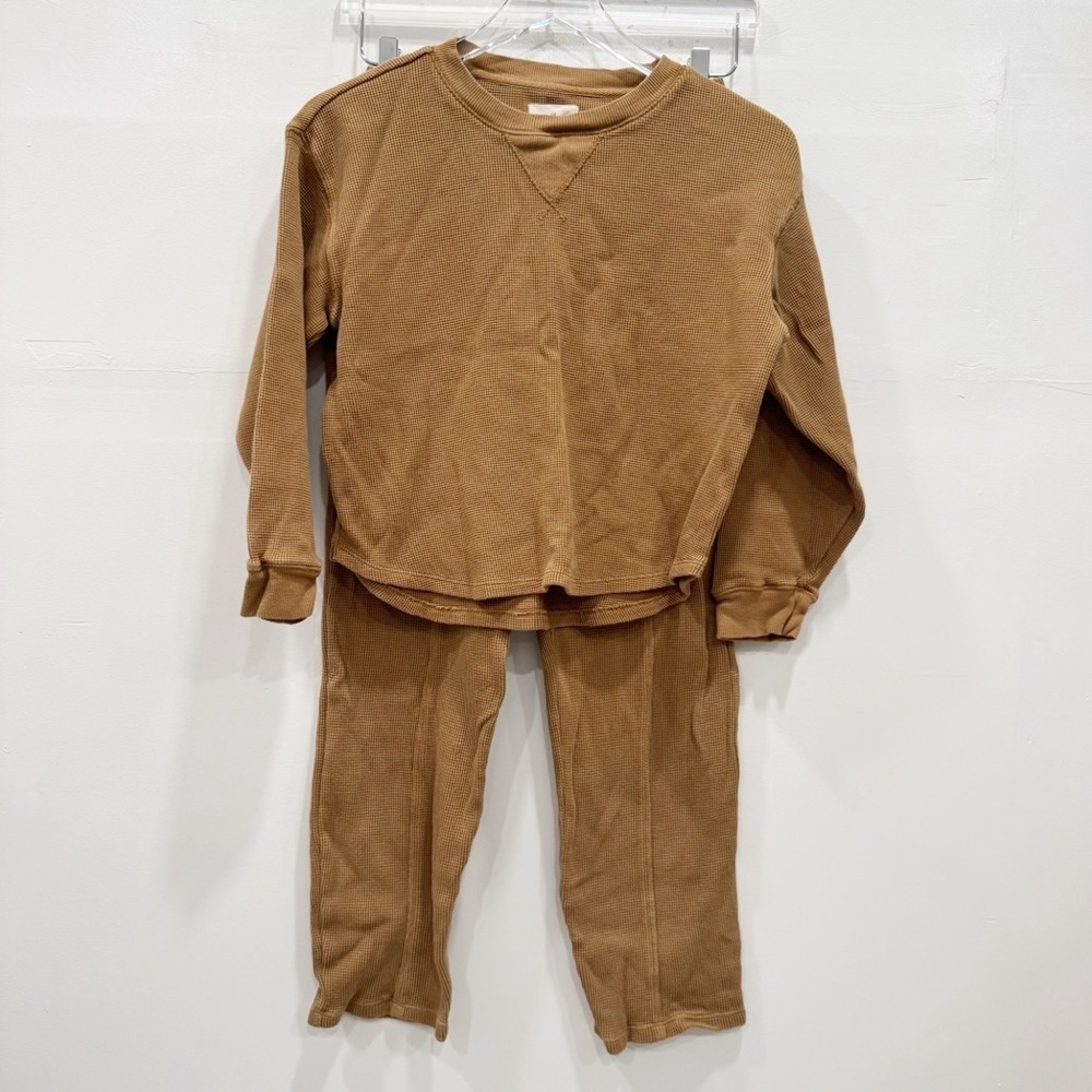 Lou & Grey Waffle Knit Tan Sweater Pant Set Loungewear Casual Comfy X-Small